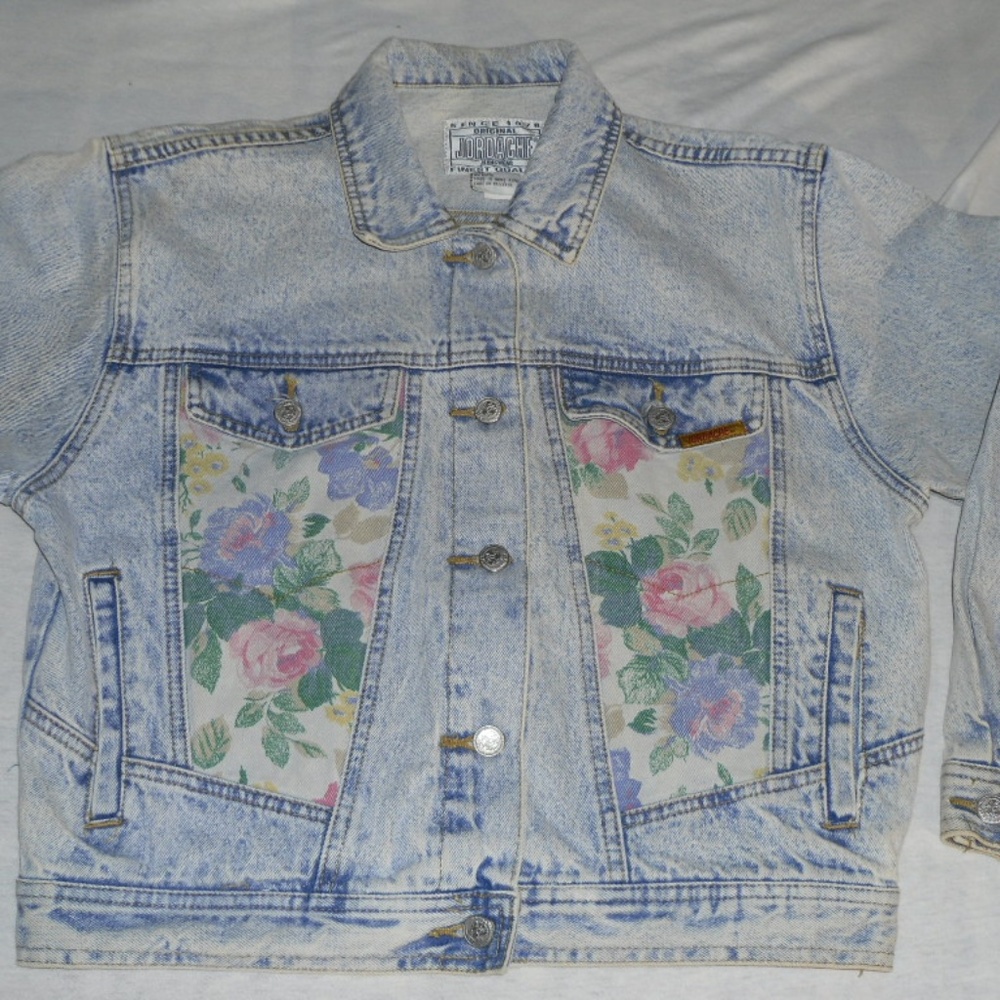 Vintage Jordache 90's Denim Jacket Floral Print M